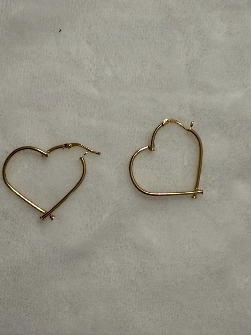 Gold Heart Hoop Earrings - Solid 18K